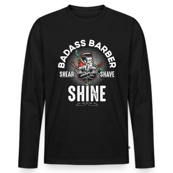 Coiffeur Cutter - T-shirt manches longues Premium bio Homme - noir - Devant - Nico (187cm)