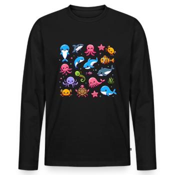 Créatures marines colorées pour les enfants Créatures marines - T-shirt manches longues Premium bio Homme - noir - Devant - Nico (187cm)