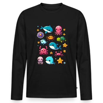 Créatures marines colorées pour les enfants Créatures marines - T-shirt manches longues Premium bio Homme - noir - Devant - Nico (187cm)