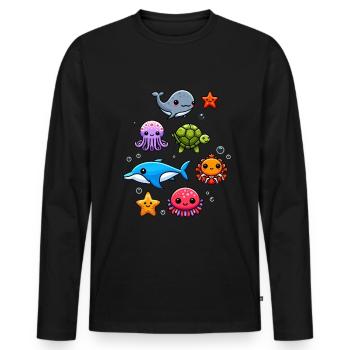 Créatures marines colorées pour les enfants Créatures marines - T-shirt manches longues Premium bio Homme - noir - Devant - Nico (187cm)