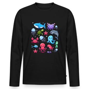 Créatures marines colorées pour les enfants Créatures marines - T-shirt manches longues Premium bio Homme - noir - Devant - Nico (187cm)