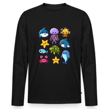 Créatures marines colorées pour les enfants Créatures marines - T-shirt manches longues Premium bio Homme - noir - Devant - Nico (187cm)