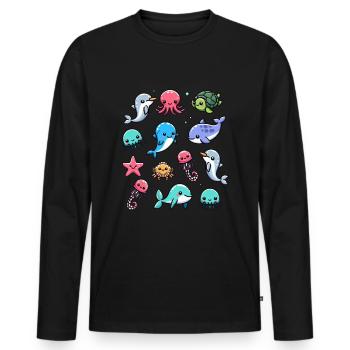 Créatures marines colorées pour les enfants Créatures marines - T-shirt manches longues Premium bio Homme - noir - Devant - Nico (187cm)