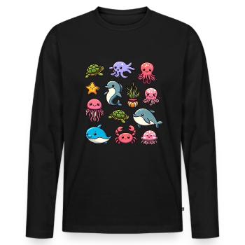 Créatures marines colorées pour les enfants Créatures marines - T-shirt manches longues Premium bio Homme - noir - Devant - Nico (187cm)