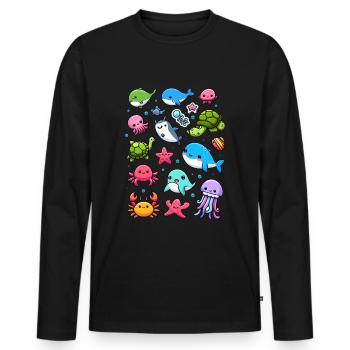 Créatures marines colorées pour les enfants Créatures marines - T-shirt manches longues Premium bio Homme - noir - Devant - Nico (187cm)