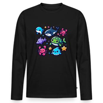 Créatures marines colorées pour les enfants Créatures marines - T-shirt manches longues Premium bio Homme - noir - Devant - Nico (187cm)