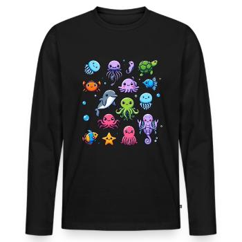 Créatures marines colorées pour les enfants Créatures marines - T-shirt manches longues Premium bio Homme - noir - Devant - Nico (187cm)