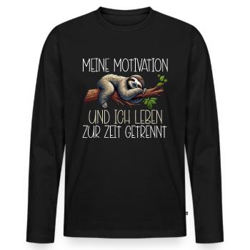 Ma motivation et moi vivons actuellement séparément - T-shirt manches longues Premium bio Homme - noir - Devant - Nico (187cm)