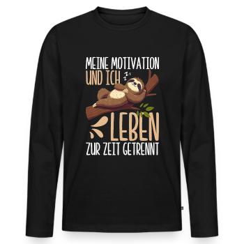 Ma motivation et moi vivons actuellement séparément - T-shirt manches longues Premium bio Homme - noir - Devant - Nico (187cm)