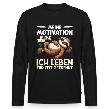 Ma motivation et moi vivons actuellement séparément - T-shirt manches longues Premium bio Homme - noir - Devant - Nico (187cm)