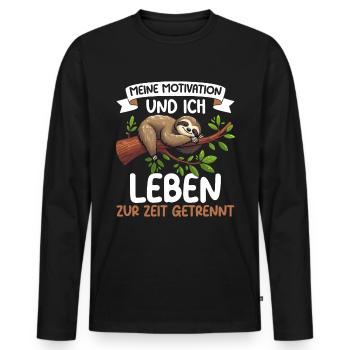 Ma motivation et moi vivons actuellement séparément - T-shirt manches longues Premium bio Homme - noir - Devant - Nico (187cm)