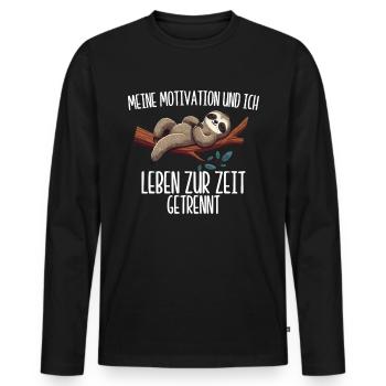 Ma motivation et moi vivons actuellement séparément - T-shirt manches longues Premium bio Homme - noir - Devant - Nico (187cm)