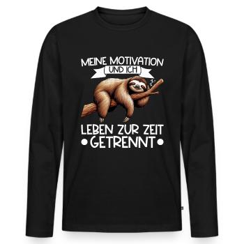 Ma motivation et moi vivons actuellement séparément - T-shirt manches longues Premium bio Homme - noir - Devant - Nico (187cm)