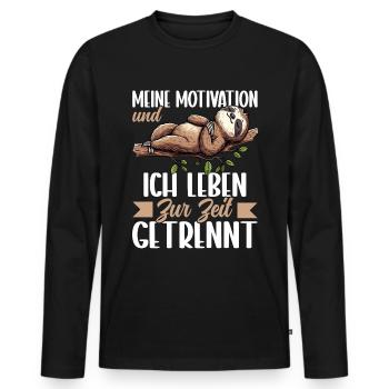Ma motivation et moi vivons actuellement séparément - T-shirt manches longues Premium bio Homme - noir - Devant - Nico (187cm)