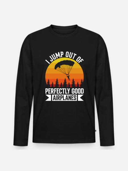 Parachute Fire Camp -Junkie -Parachutist - Men's Premium Organic Long Sleeve Shirt - black