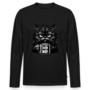 um nope cat funny ironic tea coffee sayings - Men's Premium Organic Long Sleeve Shirt - black - Front - Nico (187cm)