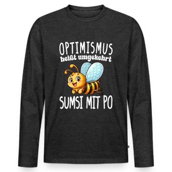 L’optimisme signifie à l’inverse Sumsi avec les fesses plus drôles - T-shirt manches longues Premium bio Homme - anthracite chiné - Devant - Nico (187cm)