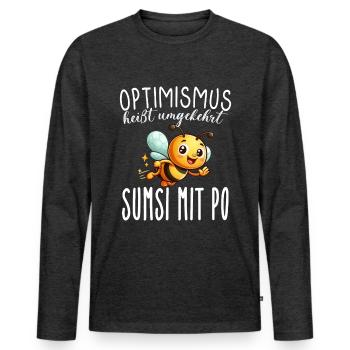 L’optimisme signifie à l’inverse Sumsi avec les fesses plus drôles - T-shirt manches longues Premium bio Homme - anthracite chiné - Devant - Nico (187cm)