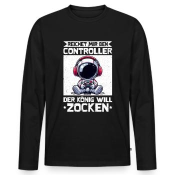 Hands me the controller the king wants to gamble - Men's Premium Organic Long Sleeve Shirt - black - Front - Nico (187cm)
