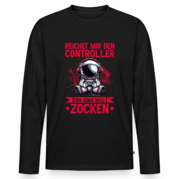 Hands me the controller the king wants to gamble - Men's Premium Organic Long Sleeve Shirt - black - Front - Nico (187cm)