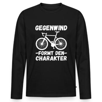 Fahrrad Gegenwind - Männer Premium Bio Langarmshirt - Schwarz - Vorne - Nico (187cm)
