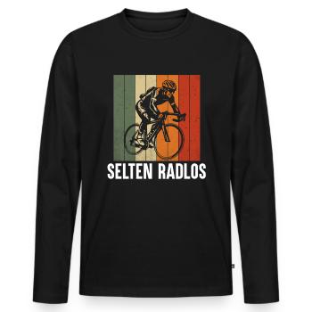 Selten Radlos Fahrrad Mountainbike Rennrad - Männer Premium Bio Langarmshirt - Schwarz - Vorne - Nico (187cm)