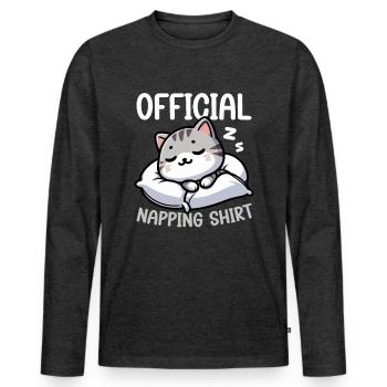 Official Sleeper American Short Lover - Men's Premium Organic Long Sleeve Shirt - heather anthracite - Front - Nico (187cm)