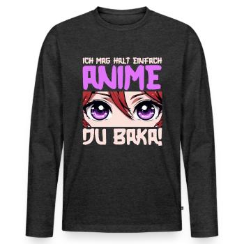 Anime Manga Otaku Japan Waifu Anime Girl Cosplay - Men's Premium Organic Long Sleeve Shirt - heather anthracite - Front - Nico (187cm)