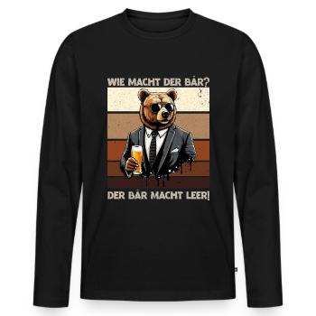 How does the bear do? The bear makes you empty! Jollier - Men's Premium Organic Long Sleeve Shirt - black - Front - Nico (187cm)