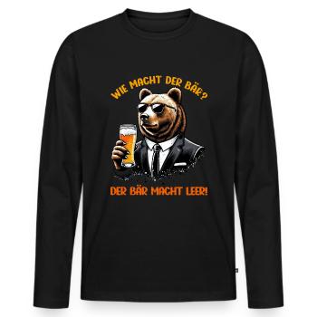 How does the bear do? The bear makes you empty! Jollier - Men's Premium Organic Long Sleeve Shirt - black - Front - Nico (187cm)
