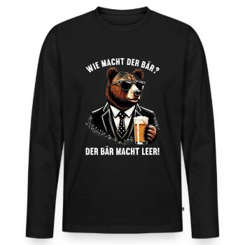 How does the bear do? The bear makes you empty! Jollier - Men's Premium Organic Long Sleeve Shirt - black - Front - Nico (187cm)