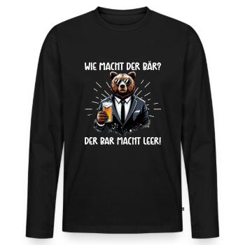 How does the bear do? The bear makes you empty! Jollier - Men's Premium Organic Long Sleeve Shirt - black - Front - Nico (187cm)