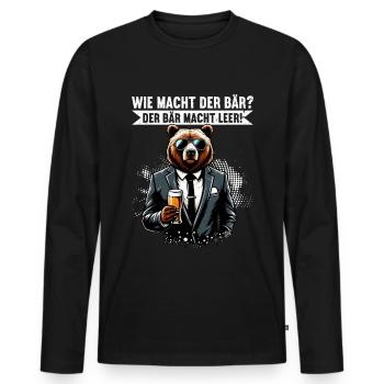 How does the bear do? The bear makes you empty! Jollier - Men's Premium Organic Long Sleeve Shirt - black - Front - Nico (187cm)