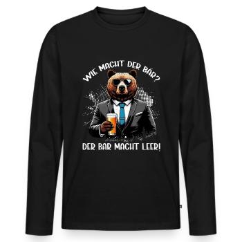 How does the bear do? The bear makes you empty! Jollier - Men's Premium Organic Long Sleeve Shirt - black - Front - Nico (187cm)