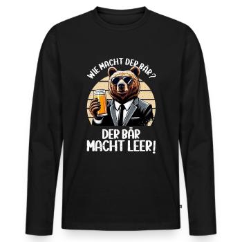 How does the bear do? The bear makes you empty! Jollier - Men's Premium Organic Long Sleeve Shirt - black - Front - Nico (187cm)