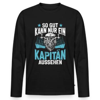 Capitaine à voile Dire bateau Voilier Capitaine - T-shirt manches longues Premium bio Homme - noir - Devant - Nico (187cm)