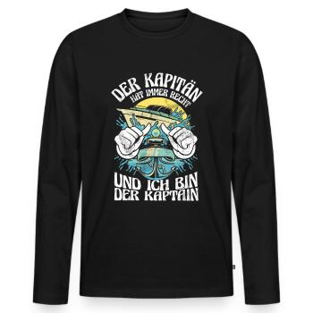 Capitaine à voile Dire bateau Voilier Capitaine - T-shirt manches longues Premium bio Homme - noir - Devant - Nico (187cm)