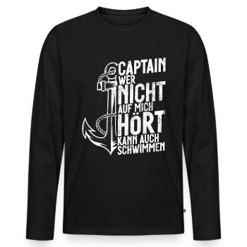 Capitaine à voile Dire bateau Voilier Capitaine - T-shirt manches longues Premium bio Homme - noir - Devant - Nico (187cm)