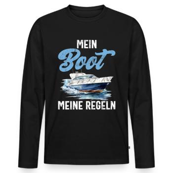Capitaine à voile Dire bateau Voilier Capitaine - T-shirt manches longues Premium bio Homme - noir - Devant - Nico (187cm)