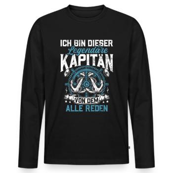 Capitaine à voile Dire bateau Voilier Capitaine - T-shirt manches longues Premium bio Homme - noir - Devant - Nico (187cm)