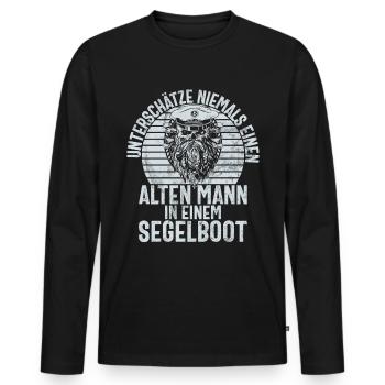 Capitaine à voile Dire bateau Voilier Capitaine - T-shirt manches longues Premium bio Homme - noir - Devant - Nico (187cm)