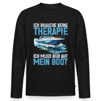 Capitaine à voile Dire bateau Voilier Capitaine - T-shirt manches longues Premium bio Homme - noir - Devant - Nico (187cm)
