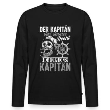 Capitaine à voile Dire bateau Voilier Capitaine - T-shirt manches longues Premium bio Homme - noir - Devant - Nico (187cm)