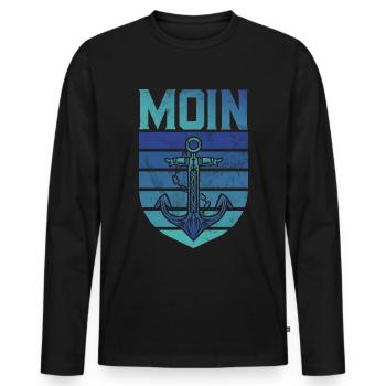 Capitaine à voile Dire bateau Voilier Capitaine - T-shirt manches longues Premium bio Homme - noir - Devant - Nico (187cm)