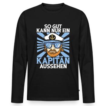 Capitaine à voile Dire bateau Voilier Capitaine - T-shirt manches longues Premium bio Homme - noir - Devant - Nico (187cm)