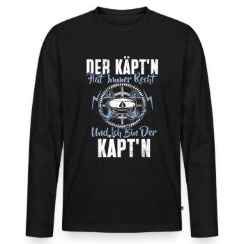 Capitaine à voile Dire bateau Voilier Capitaine - T-shirt manches longues Premium bio Homme - noir - Devant - Nico (187cm)
