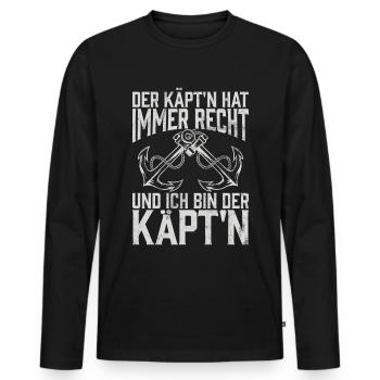 Capitaine à voile Dire bateau Voilier Capitaine - T-shirt manches longues Premium bio Homme - noir - Devant - Nico (187cm)