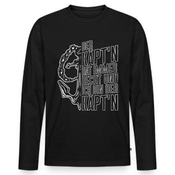 Capitaine à voile Dire bateau Voilier Capitaine - T-shirt manches longues Premium bio Homme - noir - Devant - Nico (187cm)