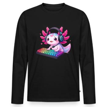 Gamesolotl Axolotl PC Gaming Gamer Video Player - Men's Premium Organic Long Sleeve Shirt - black - Front - Nico (187cm)