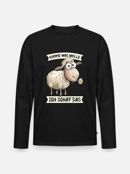 Komme Was Wolle Ich Schaf Das Motivierender - Männer Premium Bio Langarmshirt - Schwarz